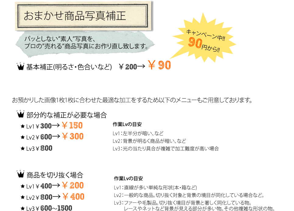 おまかせ商品写真補正